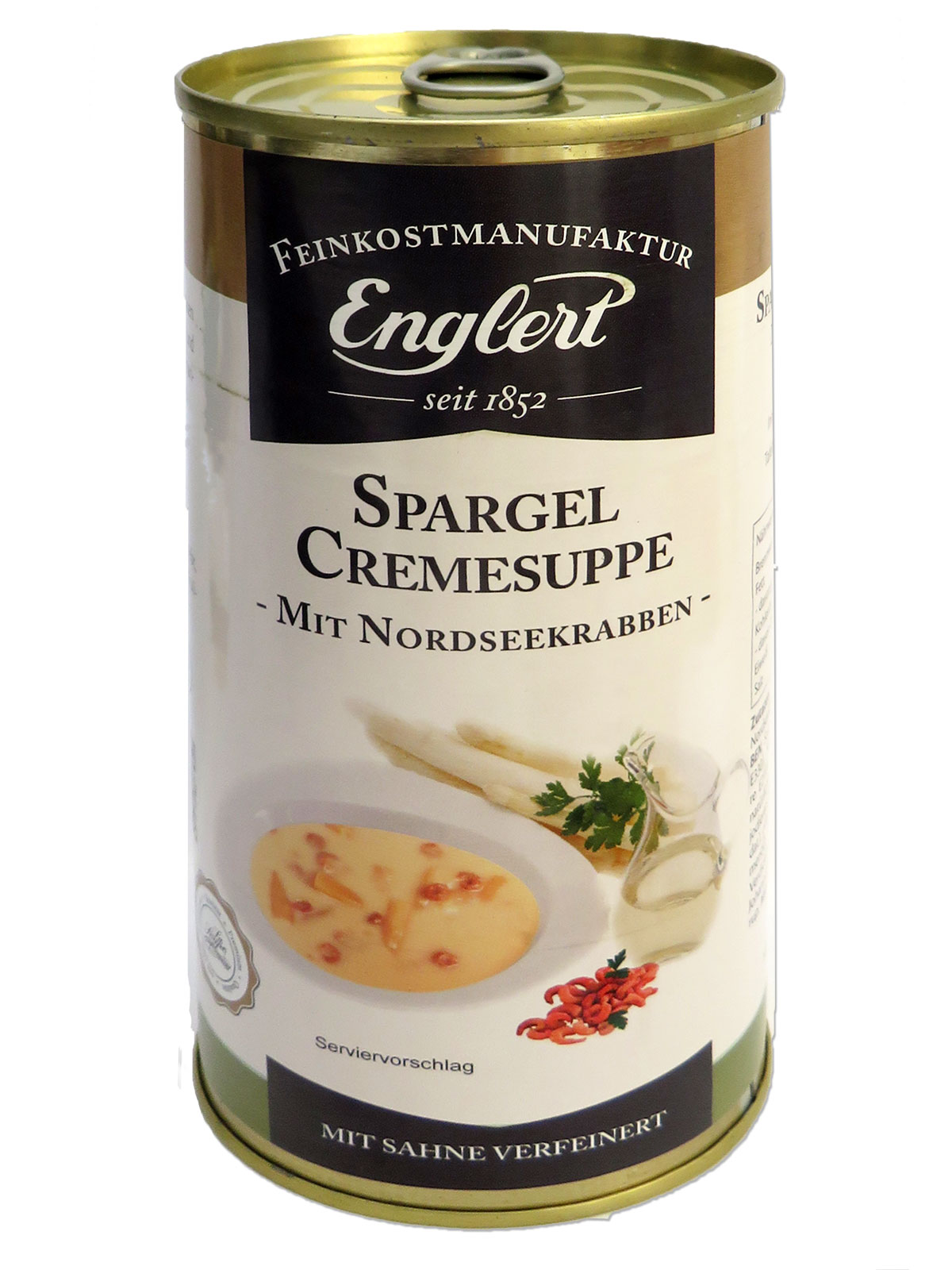 Spargelcreme mit Nordseekrabben