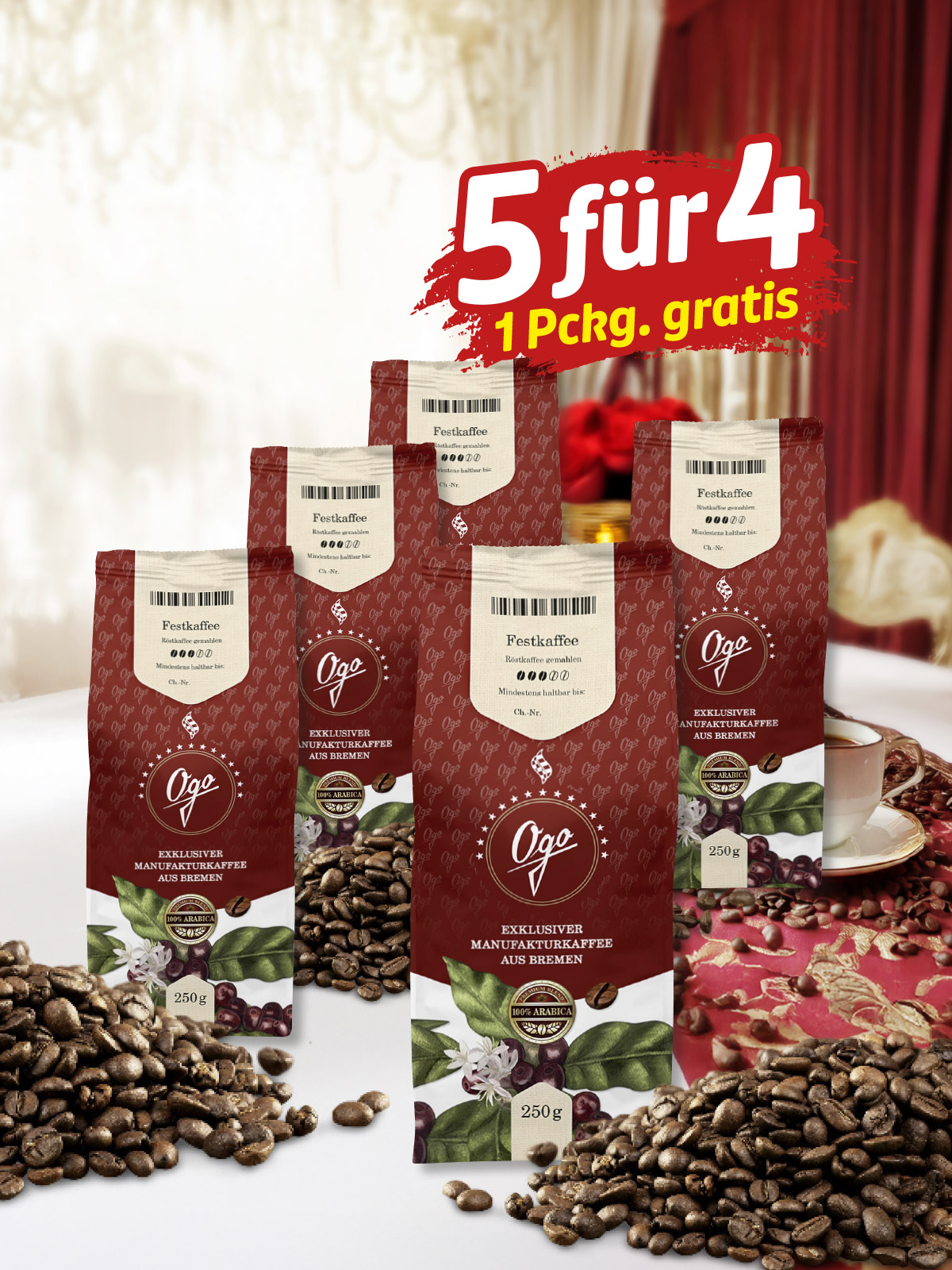 „5 für 4“ Festkaffee, gemahlen