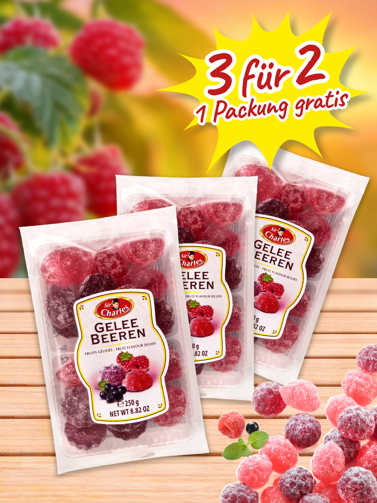 „3 für 2“ Gelee-Beeren